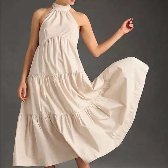 Anthropologie | Dresses | Anthropologie Maeve Tiered Halter Midi Dress Nwt  | Poshmark
